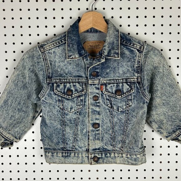 Levi's Denim Trucker Jean Jacket Youth Size 6 72225-0209 USA Little Orange Tab - Picture 2 of 8